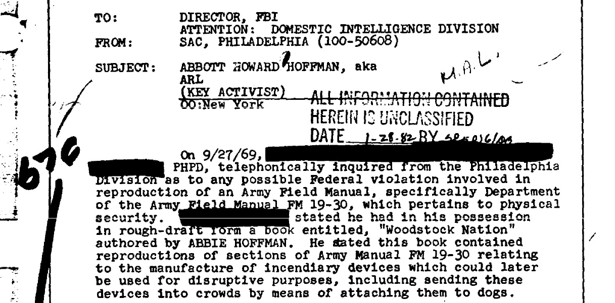 Abbie Hoffman Army Manual Dogs