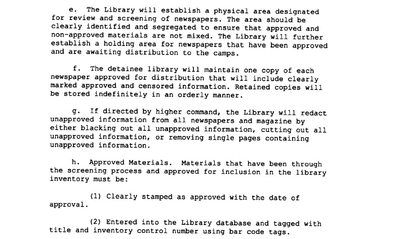 Guantanamo Bay periodical censorship procedures